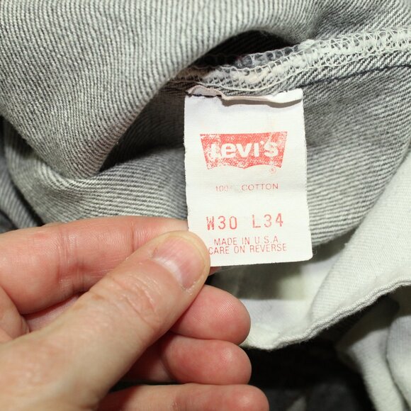 Vintage 80's Red Batwing Tag 501 Button Fly Grey 30x34 Jeans EUC! - Picture 4 of 9